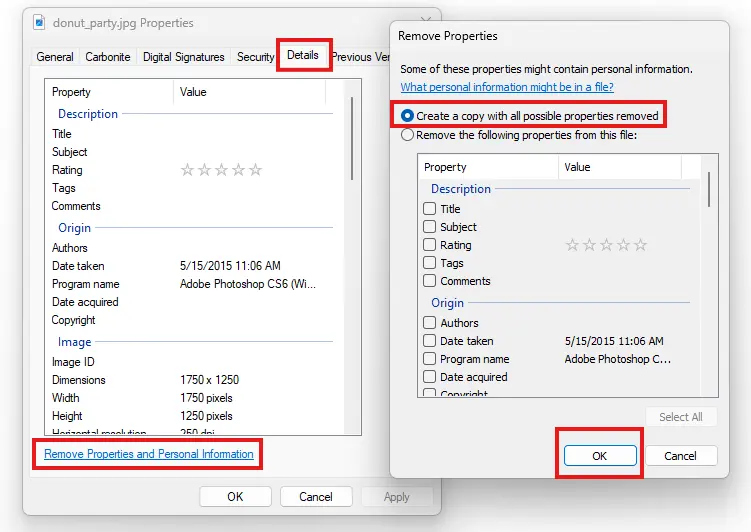 Windows Metadata Removal